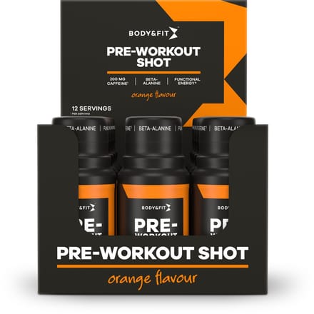 Body & Fit Pre-Workout Shot - Pre Workout Shot met Cafeïne & Beta-Alanine - Orange - 12 pack