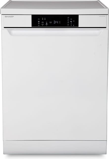 Sharp QWNA1DF45EWEU - vrijstaande vaatwasser - energie label E - 15 couverts - besteklade + topsproeier - wit