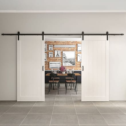 Schulte complete schuifdeur - hout - 180x215cm - eiken wit - zwart open systeem -Softclose