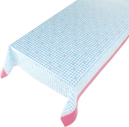 Tafelzeil 'Lief!' Little Check Aqua Blauw, 240 x 140 cm