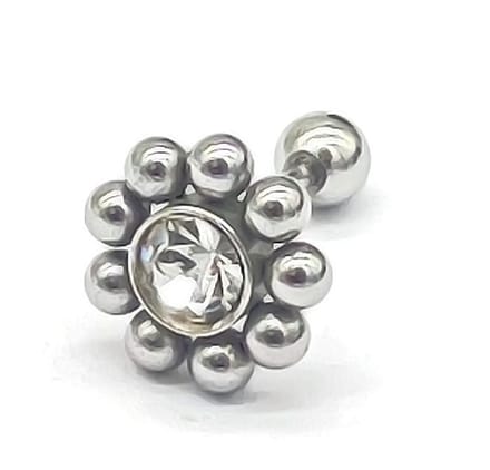 Oorpiercing met Kraal - RVS - 7 mm - Zilverkleurig