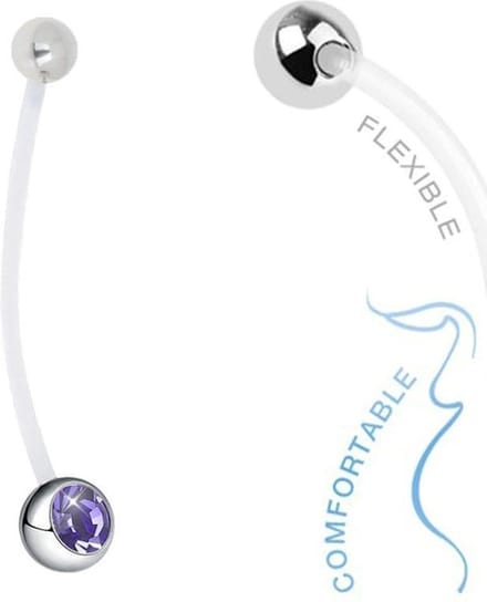 Fako Bijoux® - Zwangerschapspiercing - Kristal - Paars