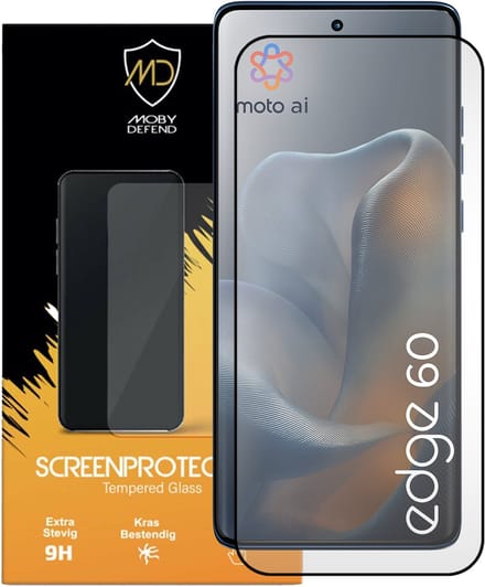 MobyDefend Screenprotector - Geschikt voor Motorola Edge 60 - Screensaver Met Zwarte Randen - Gehard Glas