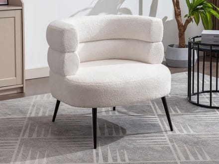 Vente-unique Fauteuil van witte boucléstof CAMEDO
