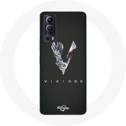 Coque pour Vivo Y72 Vikings Série Saison 6 logo V Epée Gris Fond Noir