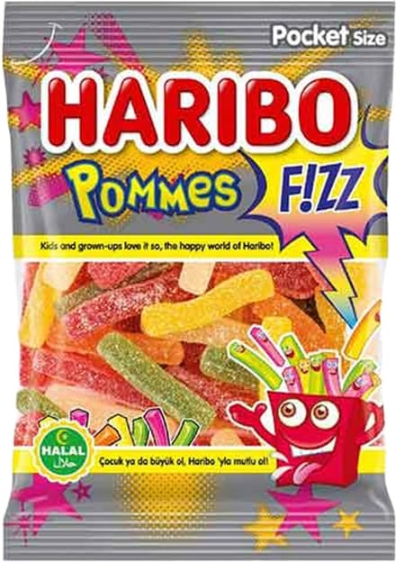Haribo Pommes – Zure Fruitgom – Halal - 24 x 100gram Voordeeldoos