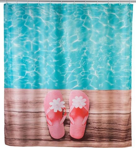 Wenko douchegordijn | Hawaii | 180 x 200 | Textiel | anti-schimmel | incl ringen