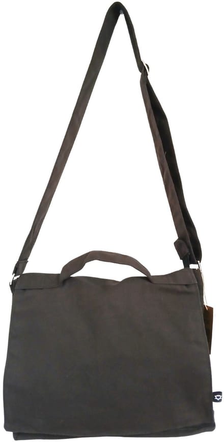 Cotton Canvas Laptop Messenger Bag - Charcoal