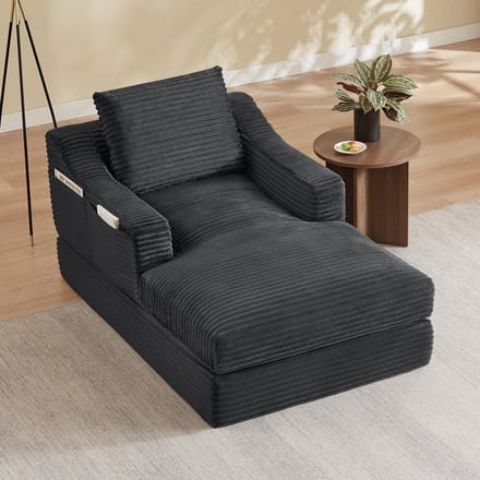 MODFU Loungestoel - Dubbel Laags Ontwerp - Uitklapbaar Tot Bed - Schuim - Donkergrijs