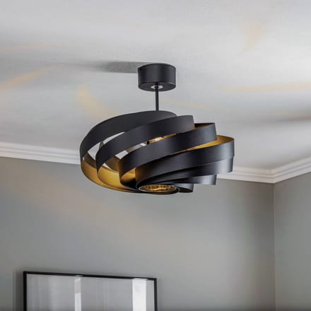 Domiluce Vento plafondlamp, zwart, Ø 50 cm, metaal, E27