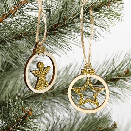 Hangende kerstdecoratie. d: 3 cm. dikte 2.7 mm - 24 st