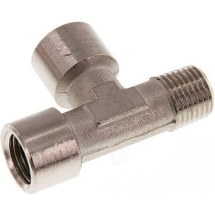 R 1/4'' x G 1/4'' M/F Vernikkeld Messing T-stuk 16 Bar [2 Stuks]