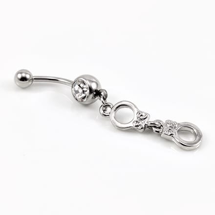 RVS Navel Piercing met Handboei Hanger