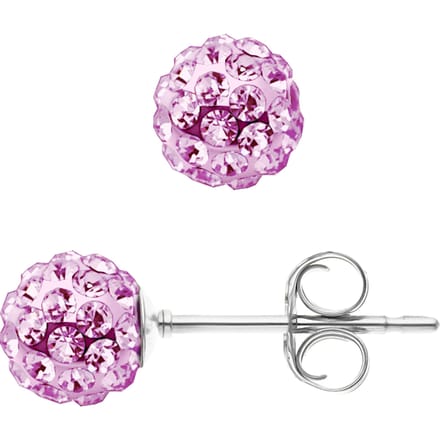 Nagels van roze kristallen bollen 6 mm zilver 925 - puur kristal