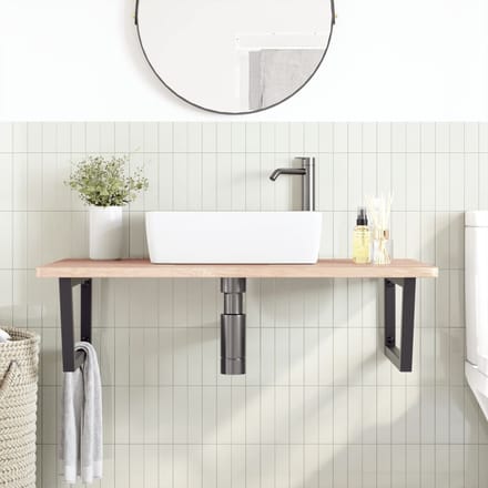 vidaXL - Badkamer - wandschap - staal - en - massief - eikenhout