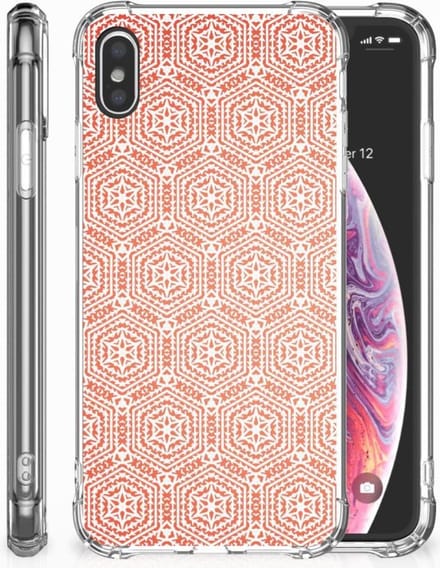Apple iPhone Xs Max Doorzichtige Silicone Hoesje Pattern Orange