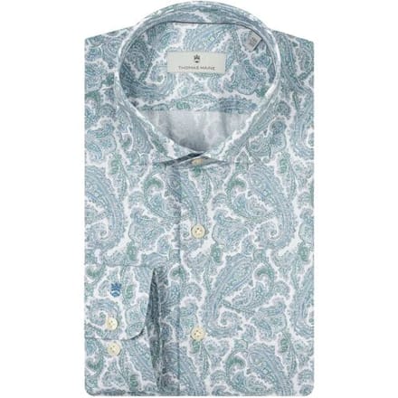 Thomas Maine Overhemd Allover Paisley Pattern Roma Modern Kent Blauw / male