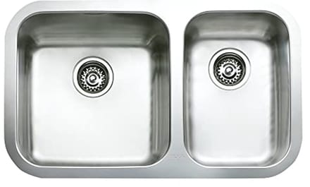 Dubbele spoelbak 406 x 406 mm met 25 cm diepte voor keuken