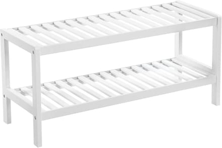 Hoppa! | Schoenenrek van Bamboe | 2 Niveaus | Wit | 70 x 26 x 33 cm (B x D x H)