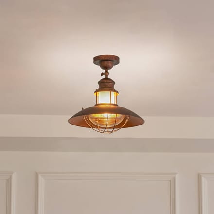 Lindby plafondlamp Louisanne, bruin, metaal, Ø 35cm