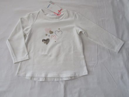 noukie's , meisje, t-shirt, gebroken wit met glitters en hartjes , 2 jaar 92