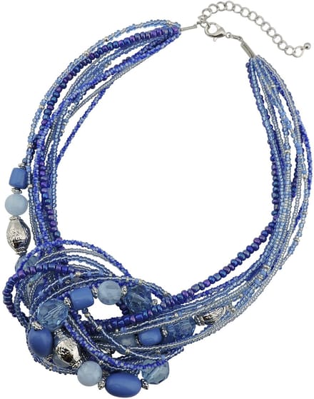 Allecto - Bocar Seed Beads Multilayer Statement Collar Necklace - Uniek design - Royalblue - Synthetische parel - Statement sieraden - Perfect voor...