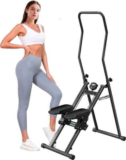 Trapstepper Thuistraining - Verticale Klimmachine - Full Body Workout - Opvouwbaar Compact Design - 110 kg Capaciteit - Zwart