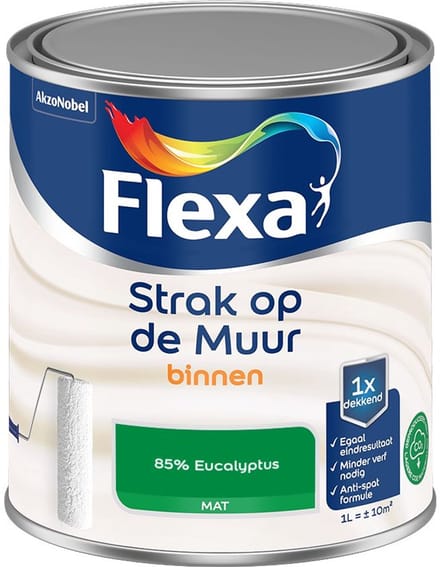 Flexa - Strak Op De Muur Binnen Mat - 85% Eucalyptus - Mengverf - 1 L
