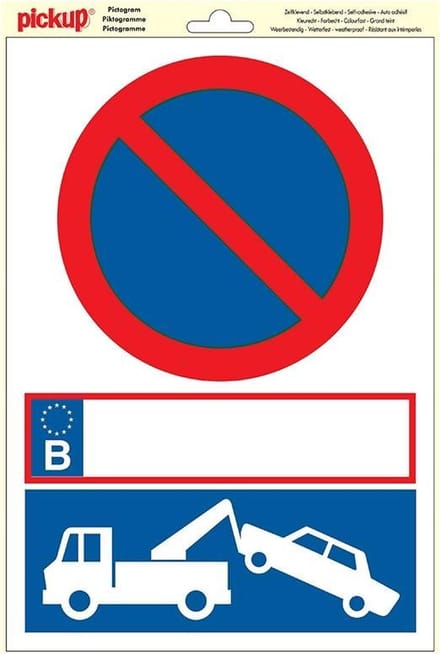 Pickup STICKER Pictogram 23x33 cm - Parkeerverbod met wegsleepregeling BE