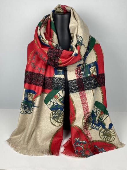Wintersjaal met klassieke print en bb 2 kanten print