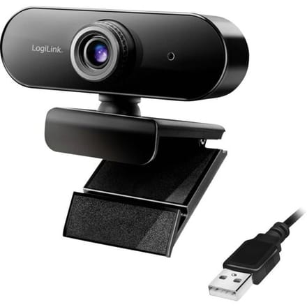 LogiLink Pro full HD USB webcam with microphone Full HD-webcam Klemhouder, Microfoon