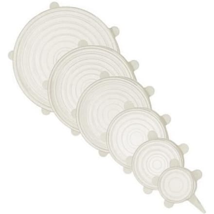 Couvercle,Couvercles extensibles en Silicone, 6 pièces, couvercle universel pour bol, Pot, poêle, cuisson des - Type White 6PCS