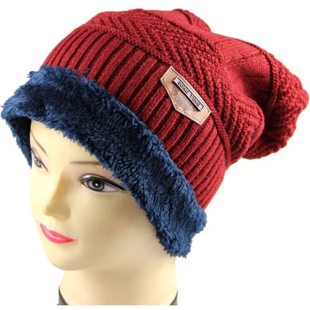 Heren Winter Warme gebreide muts Zachte warme gebreide muts Wine red red