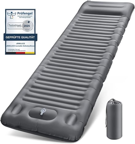 Zelfopblazend Luchtmatras 12 cm - Campingmat met Voetperspomp en Kussen, Compact en Waterdicht