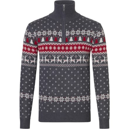 Apollo Heren Kersttrui Zip Met Kerst Print Grijs - Maat M