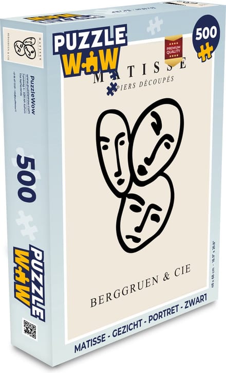 Puzzel Matisse - Gezicht - Portret - Zwart - Legpuzzel - Puzzel 500 stukjes