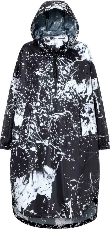 Laurasøn - Dames - Functionele regencape unisex print capuchon - Zwart - Maat 1