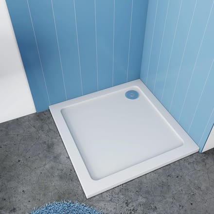 Serie Daisy - Douchebak - Wit - 80x80 - Vierkant - Polystone - Excl. Sifon Daisy