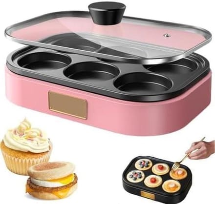 Ei en Hamburger Maker - Omelet Pan - Snelle Maaltijden - Gelijkmatige Verwarming - 6 Eieren Capaciteit - Zwart