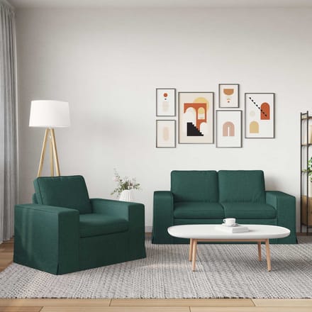 vidaXL Bankstel 2 pcs Donkergroen 162 x 80 x 82 cm Stof