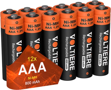 Voltière Oplaadbare Batterijen AAA - 800 mAh - Ni-MH AAA Batterij - 12 Stuks