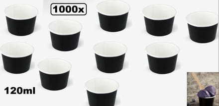 1000x IJsbeker Ice 120ml zwart karton - schepijs softijs ijsje zomer
