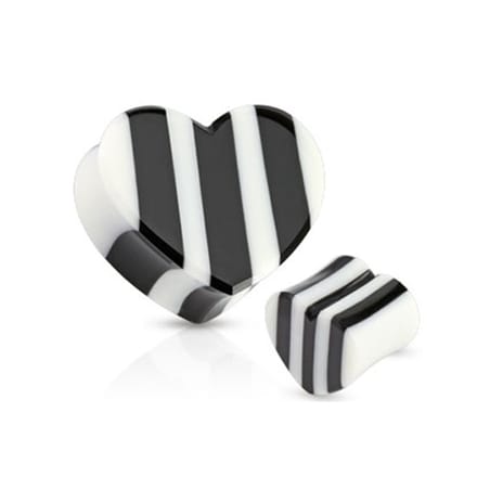 16 mm Double-flared plug zwart/wit hart ©LMPiercings