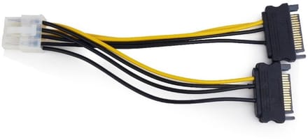 PCIe 8-pins (m) - 2x SATA 15-pins (m) voedingsadapter - 0,15 meter