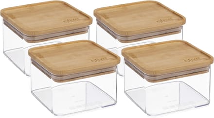5Five - Keuken voorraadpot - Berlino - 4x - kunststof/bamboe - 500 ml