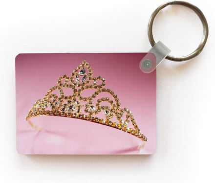 Sleutelhanger - gouden tiara met een diamand - Uitdeelcadeautjes - Plastic