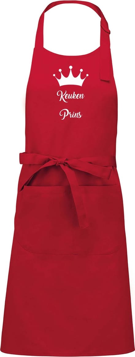 mijncadeautje - luxe schort - keukenprins met kroon - rood
