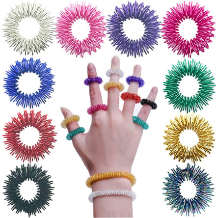 10 stuks - Vingerdecompressie - Vingermassage ring - Vingermassager - Mini veerdecompressie - Vingerontspanning