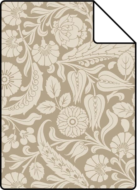 Proefstaal ESTAhome behang bloemmotief donker beige - 26.5 x 21 cm - 139783-S