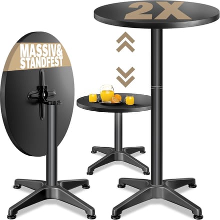 Inklapbare Statafel Rond 2-in-1 Hoogte Verstelbaar 70/115cm Aluminium Partytafel Zwart